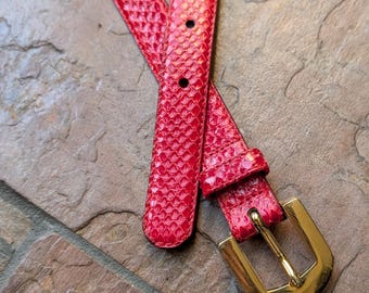 vintage PIERRE CARDIN skinny red snakeskin BELT xs S (Q2)