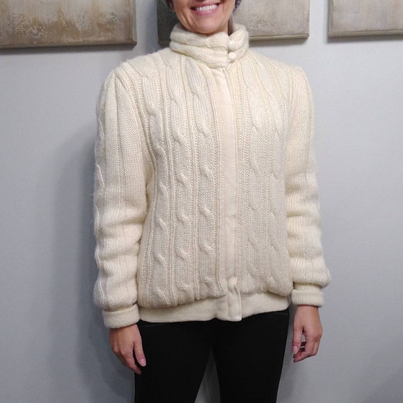 1980's CURRENT SEEN sweater knit COAT 80's M L - image 4