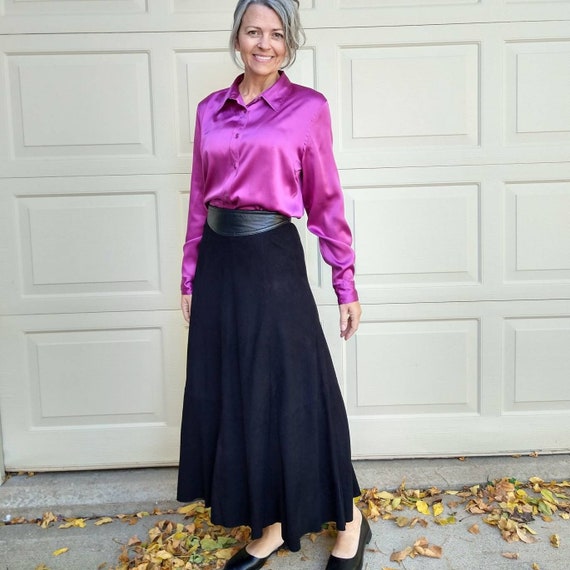 buttery soft SUEDE LEATHER SKIRT long maxi S (F5) - image 1