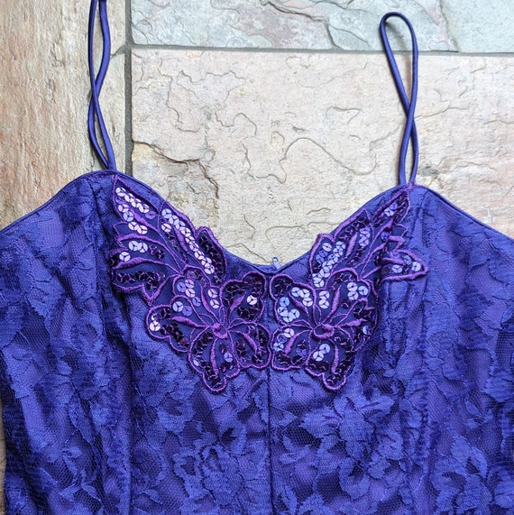 PURPLE PARTY DRESS fit n flare mini 1980's S (O3) - image 8