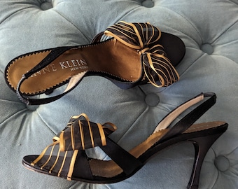Vintage Archive Prada Early 2000s Black Leather Kitten Heel Mules
