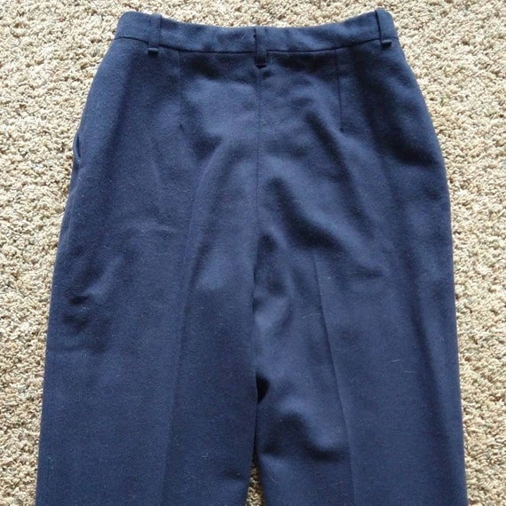 NAVY BLUE WOOL high waisted trousers S xs - image 4