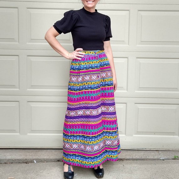 ALEX COLMAN quilted maxi SKIRT psychedelic S M (A… - image 3