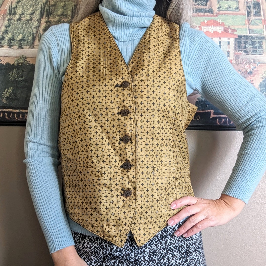 Vintage reversible padded vest, men's size M unclear green type Vintage Second Hand