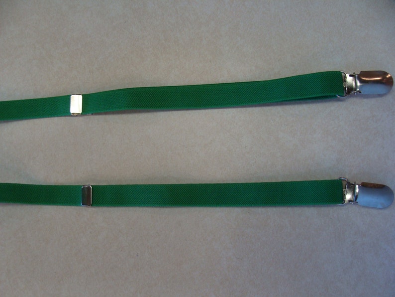 K4 SKINNY GREEN SUSPENDERS elastic and metal stretch clip on