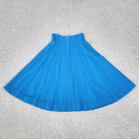 BLUE WOOL 1950's SKIRT high waisted 50's xs (F9) - image 9