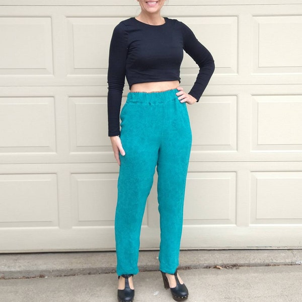 PLATINUM DOROTHY SCHOELEN high waisted aqua pants S (G10)