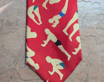 vintage PERRY ELLIS novelty print silk tie (P6)