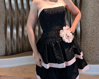 vintage 1980's A.J. BARI strapless party dress S