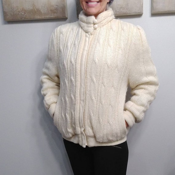 1980's CURRENT SEEN sweater knit COAT 80's M L - image 1