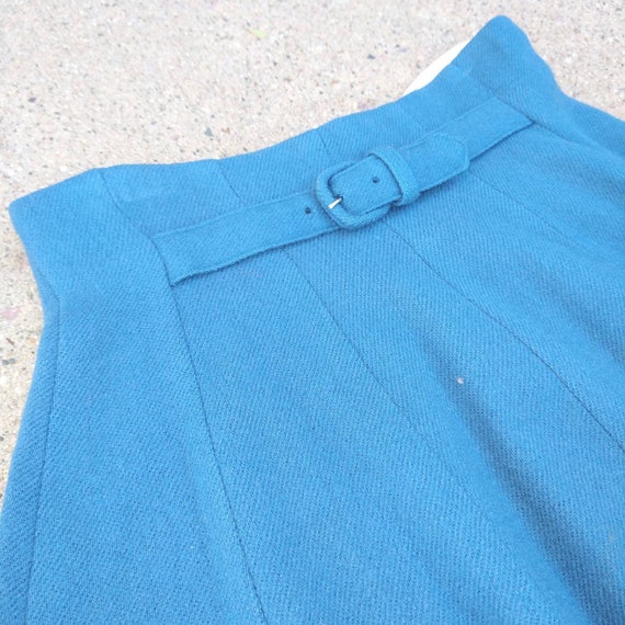 BLUE WOOL 1950's SKIRT high waisted 50's xs (F9) - image 8