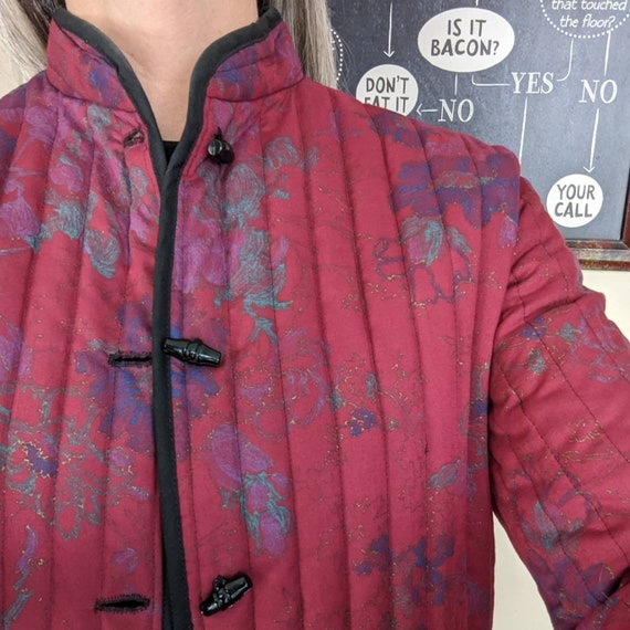 quilted ASIAN INSPIRED JACKET 1970's 70's S M (G4) - image 2