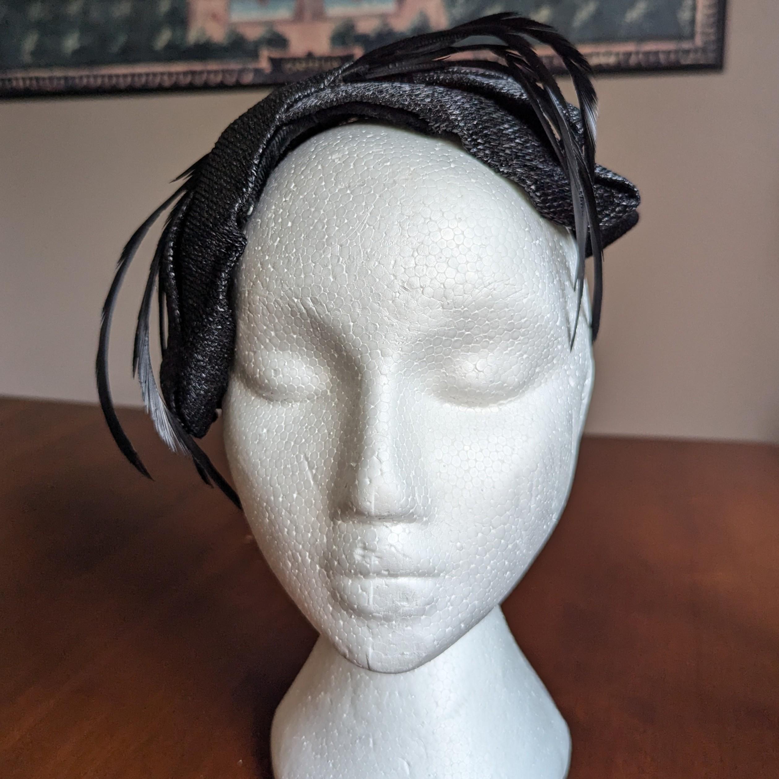 1950s/60s The May Company Feathered Calot Hat Vintage Millinery Jack McConnell Feather Wing Calot Juliet  main image 2