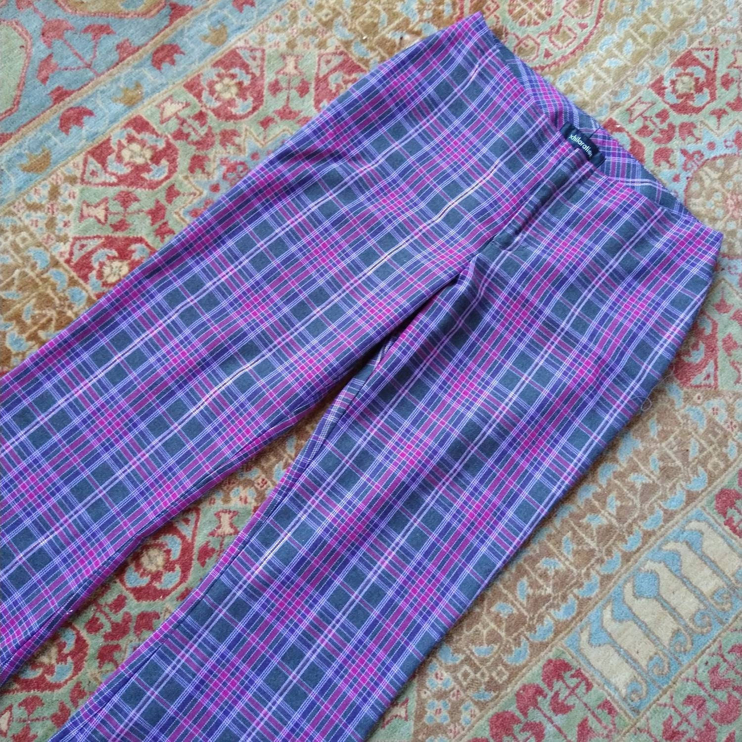 Y2K PLAID Low Rise FLARE TROUSERS Xs (G8) - Etsy