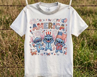 Stitch America 250th Anniversary Png, WDW Disney Family America Fourth Of July Png para camiseta, taza, bolso y lata de vidrio