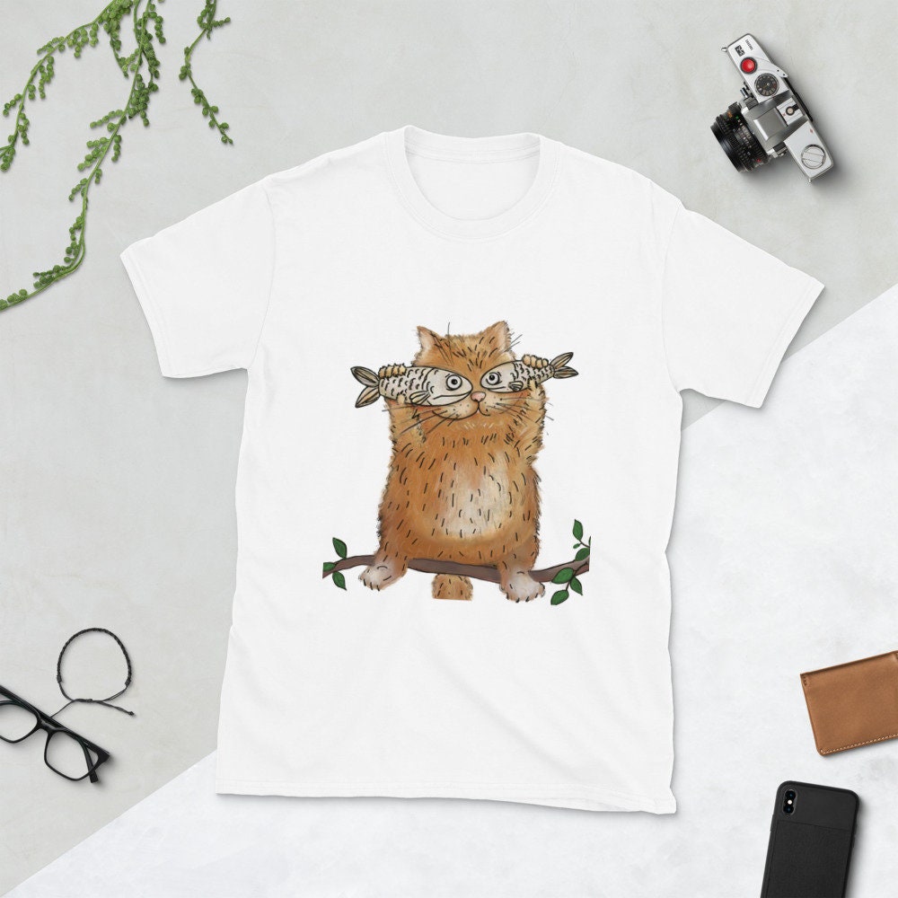 Unisex Cat T-Shirt White Cat Lover T Shirt
