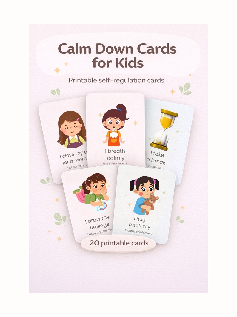 Calm Down Cards for Kids Printable – Emotional Regulation, Toddler ...