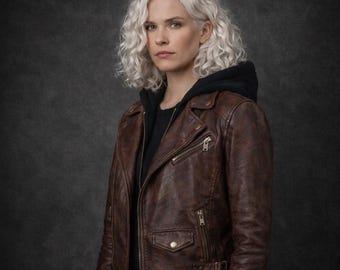 Grace Ashcroft RE Requiem Cosplay Leather Jacket | Resident Evil 9 Inspired Burgundy Biker Jacket