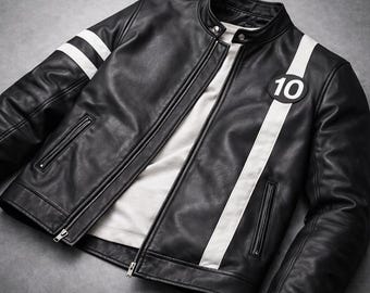 Chaqueta de cuero hecha a mano inspirada en Ben 10 Alien Swarm – Cosplay de motociclista estilo Tennyson inspirado en Ryan Kelley