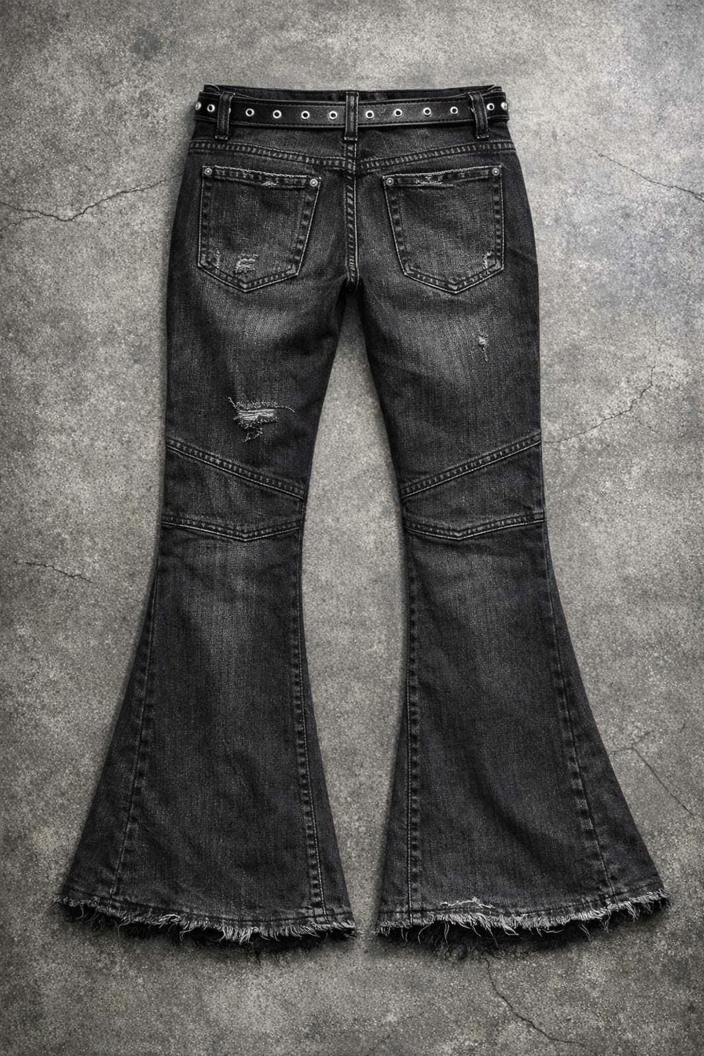 Women's Y2K Gothic Flare Jeans With Chain | Vintage Distressed