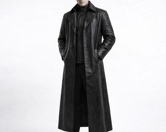 Albert Wesker Inspired Leather Trench Coat – Handmade Black Long Coat, Resident Evil Cosplay Overcoat