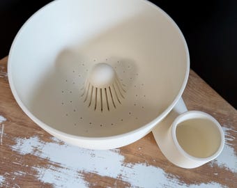 3D Printed Vortex Produce Washer Bowl | Side Drain Fruit Vegetable Strainer