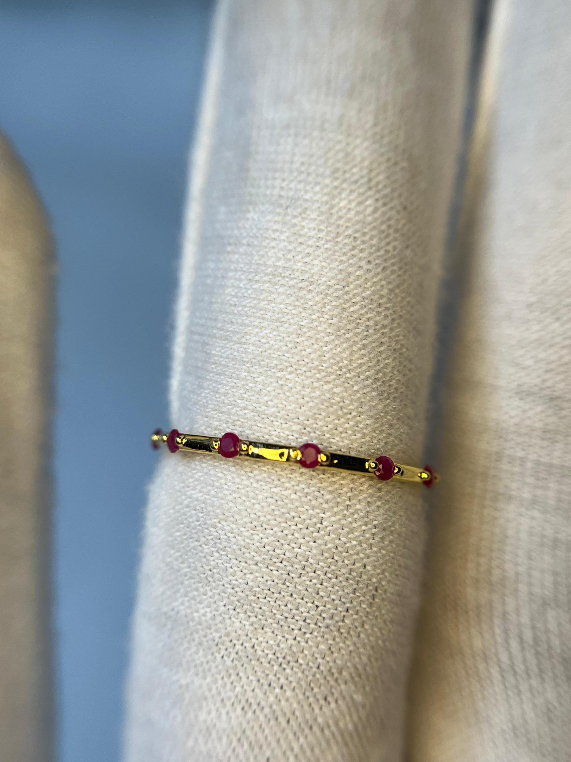 14k Gold Ruby Full Eternity Band Ring for Women: Elegant Stackable Thin ...