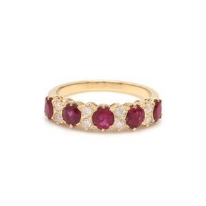 Vintage 14k Gold Ruby And Diamond Ring: Designer Engagement Ring For Women