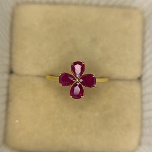 18k Gold Ruby Ring Minimalist Wedding Ring Art Deco Jewelry For Women