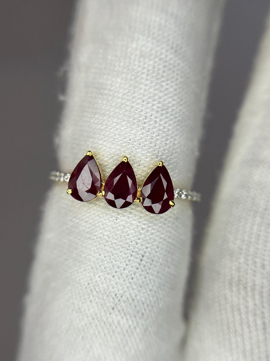 Genuine 14k Gold Ruby and Diamond Ring: Dainty Wedding Ring July ...