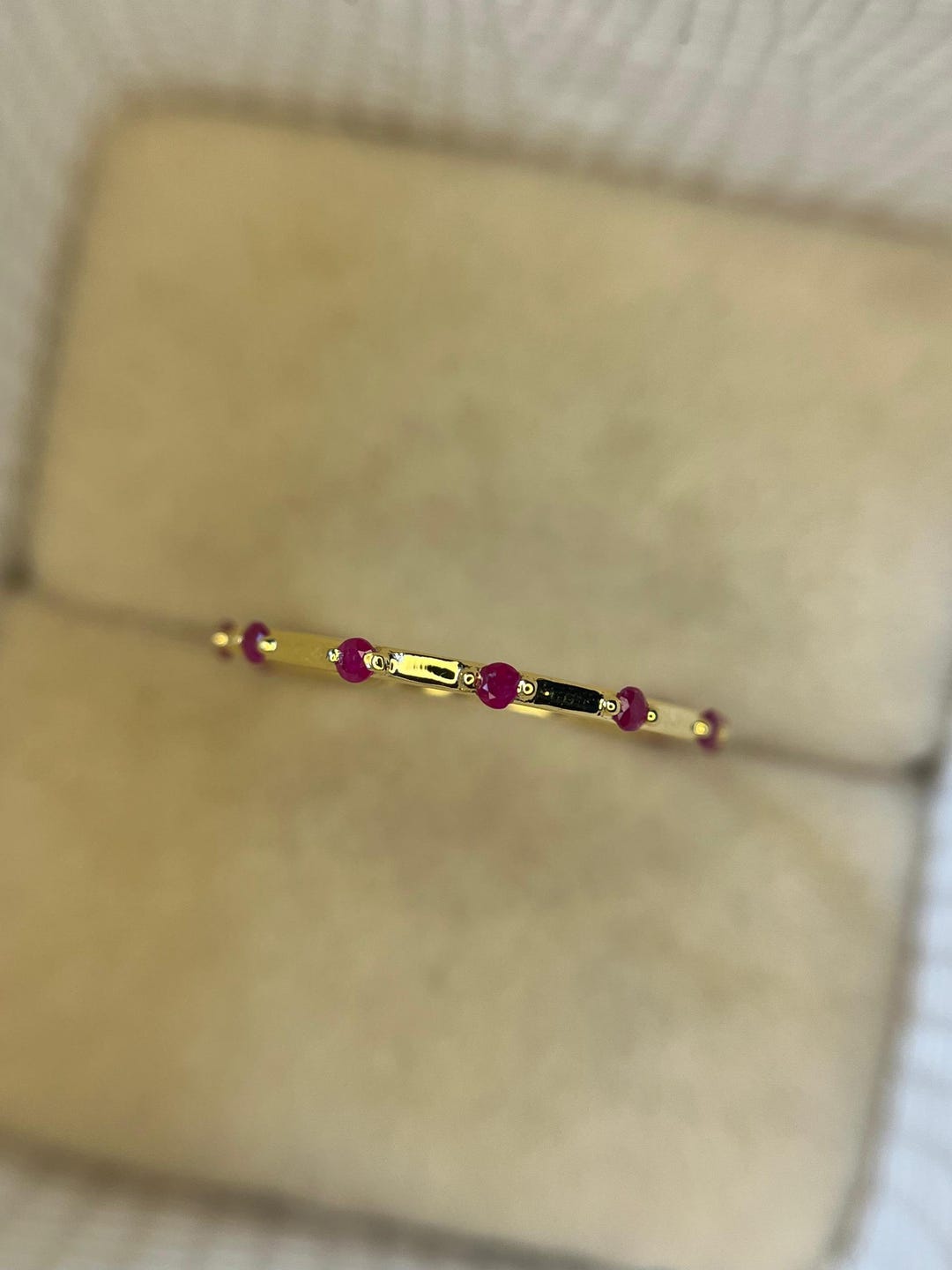 14k Gold Ruby Full Eternity Band Ring for Women: Elegant Stackable Thin ...