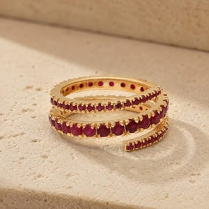14k Gold Ruby Ring: Vintage Full Eternity Micro Pave Band