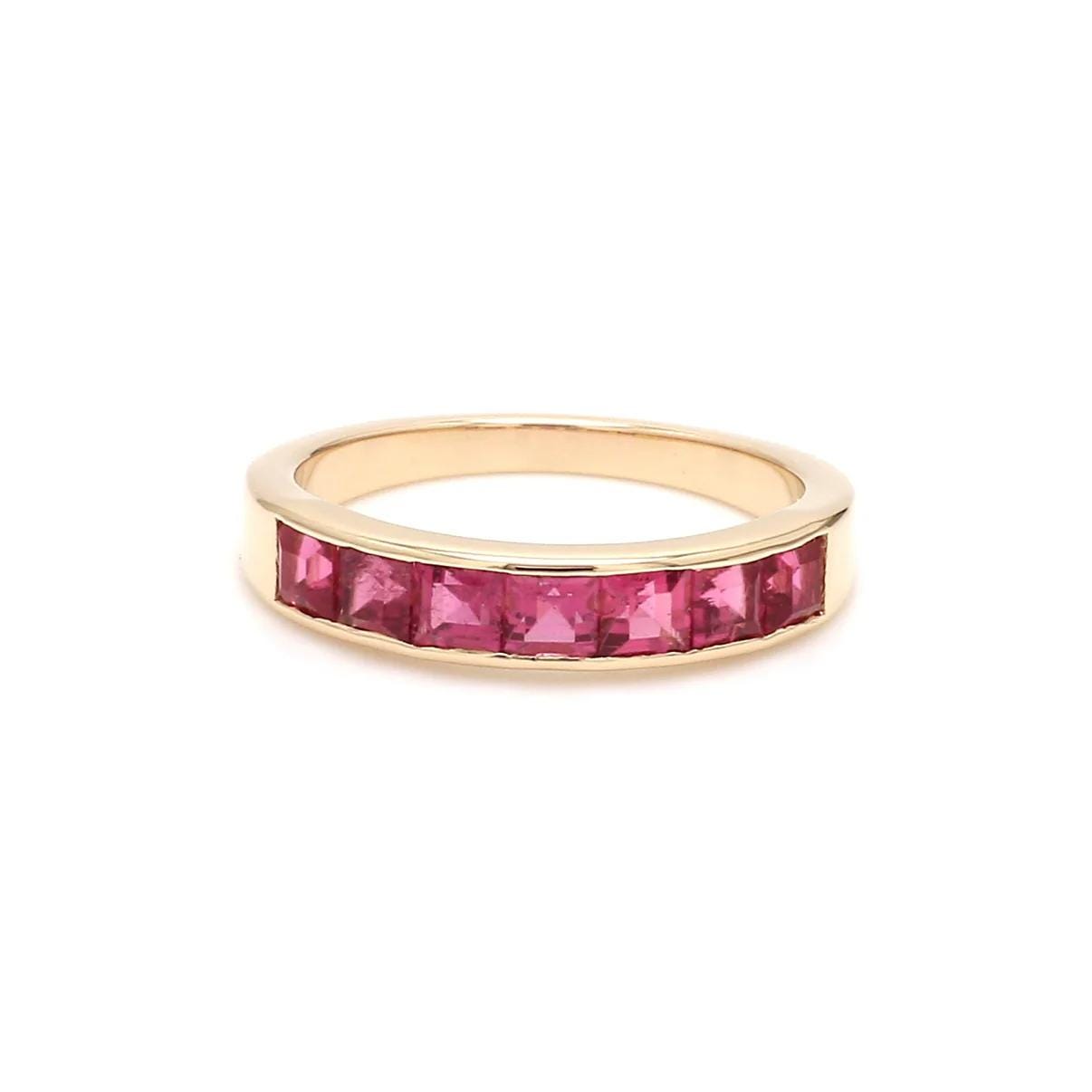 Genuine Ruby Band: 14k Gold Ruby Half Eternity Engagement Ring - Etsy