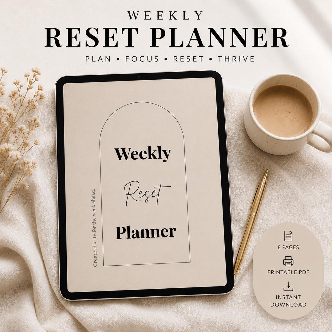 Weekly Reset Planner Printable | Minimalist Weekly Planner PDF | Meal ...