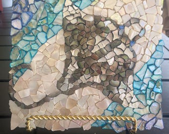Manta Ray shell mosaic artwork