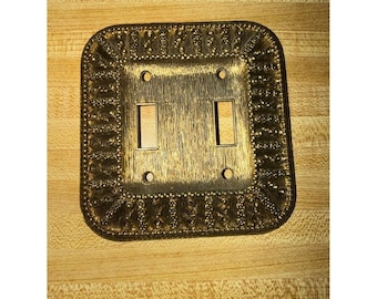 vintage 1968 American Tack & Hardware solid brass double outlet wall cover plate