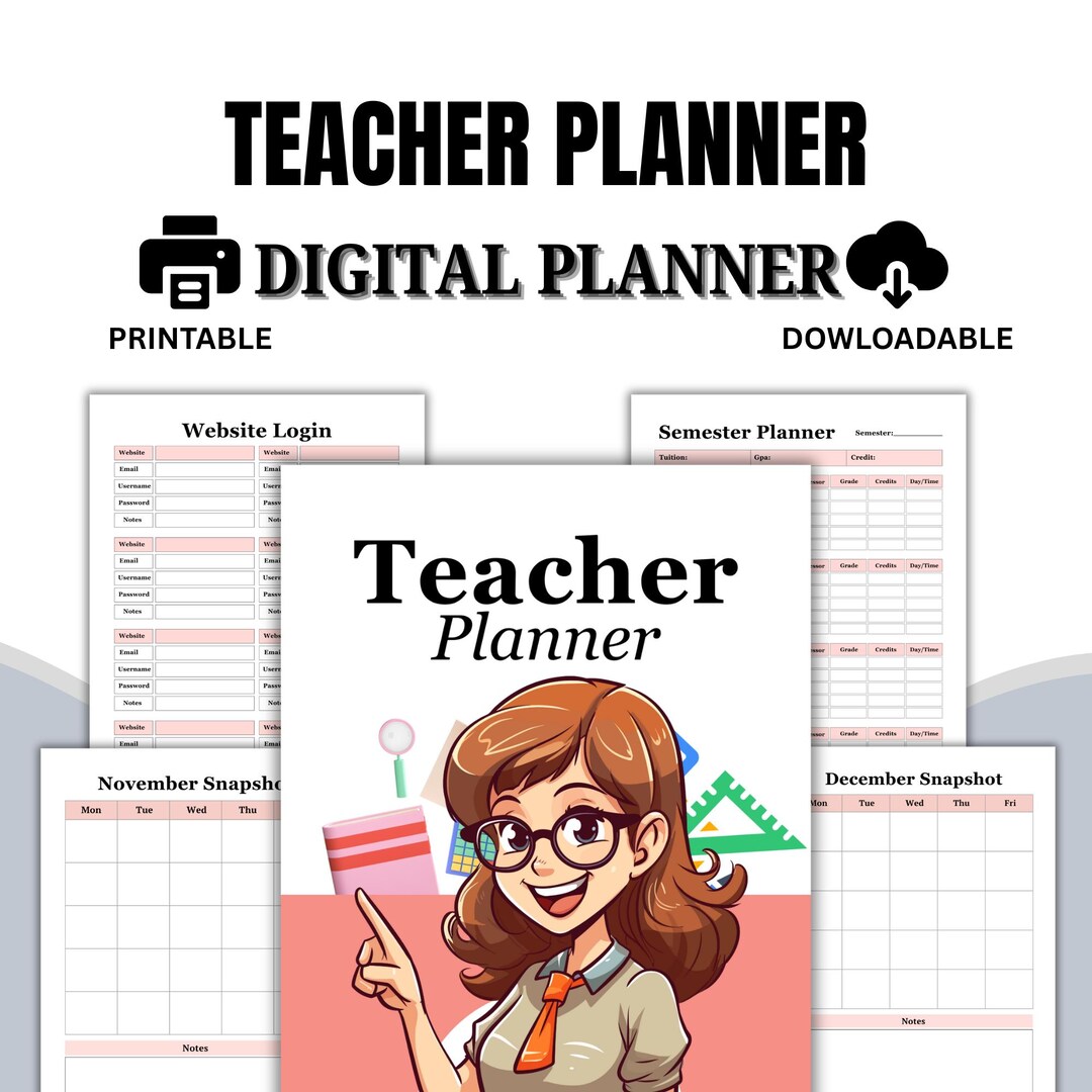 Printable Teacher Planner, Lesson Plans, Classroom Organizer (PDF ...
