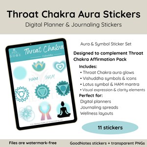 Throat Chakra Aura Stickers | Vishuddha Digital Planner Add-On