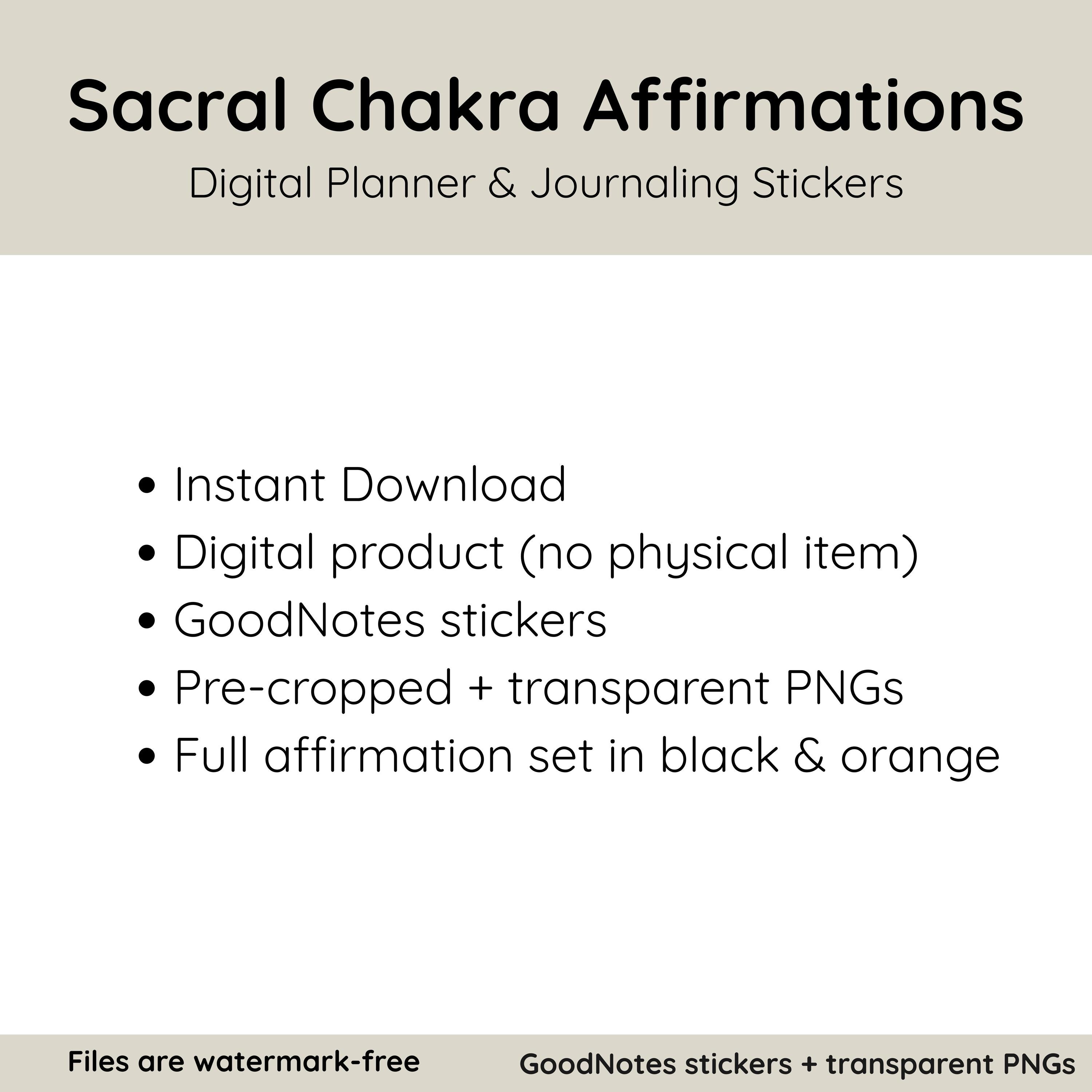 Sacral Chakra Affirmation Stickers | Svadhisthana Digital Planner ...