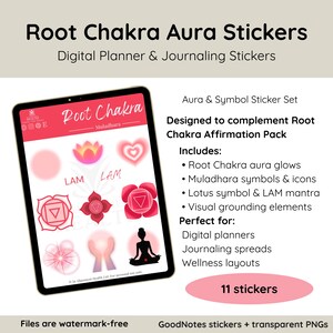 Rotchakra Aura-klistermärken | Muladhara Digital Planner-tillägg