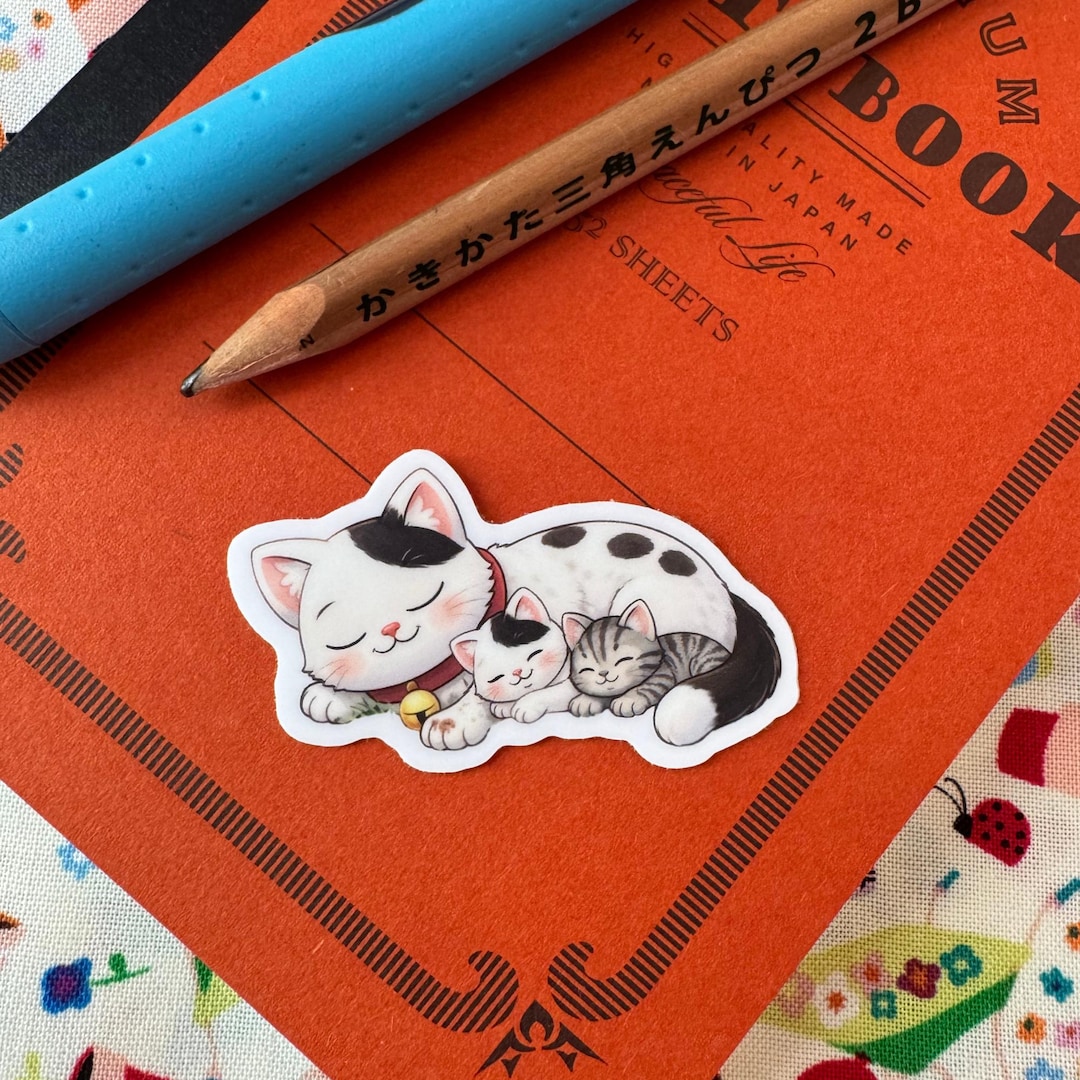Cute Cat Sticker | Sleeping Cat Sticker | Cozy Cat Sticker | Kawaii ...