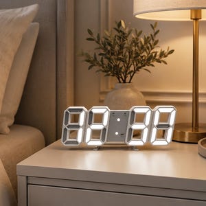 3D LED Digital Wall Clock with Time, Date & Temperature, Large Display Alarm Clock for Bedroom, Kitchen, Office or Home Decor