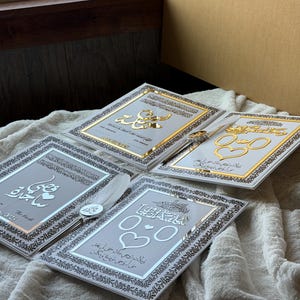 Custom Nikkah Book, Personalized Wedding Contract Book, Velvet , acrylic & Leather 3D Acrylic Design, Signature Book, Fingerprint Guest Book leather+pen+ink