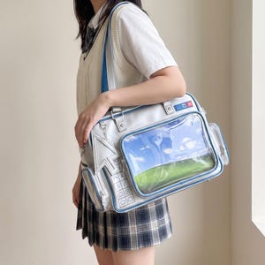 Retro Computer Ita Bag Tote, Clear Window Anime Pin Display Bag, Custom Double-Sided Ita Board, Y2K Collector Shoulder Bag