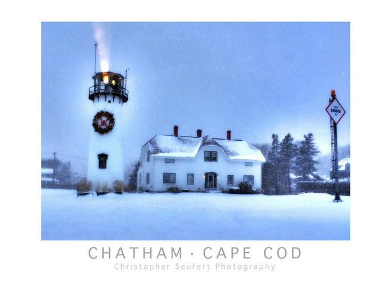 Chatham, Cape Cod Christmas at Chatham Light Photo Poster Print Etsy