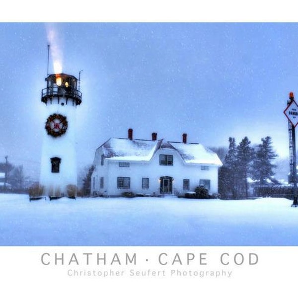 Chatham, Cape Cod Christmas at Chatham Light Photo Poster Print