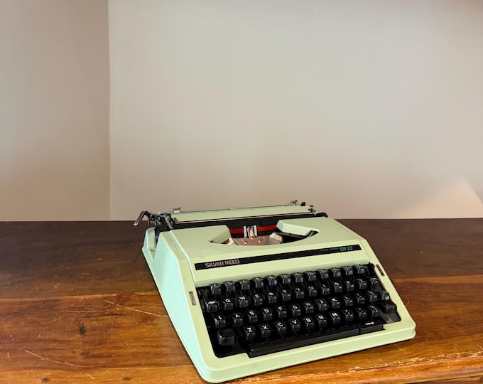 Featured listing image: Mint Green Silver Reed SR 22 Typewriter, Working Vintage Boxed
