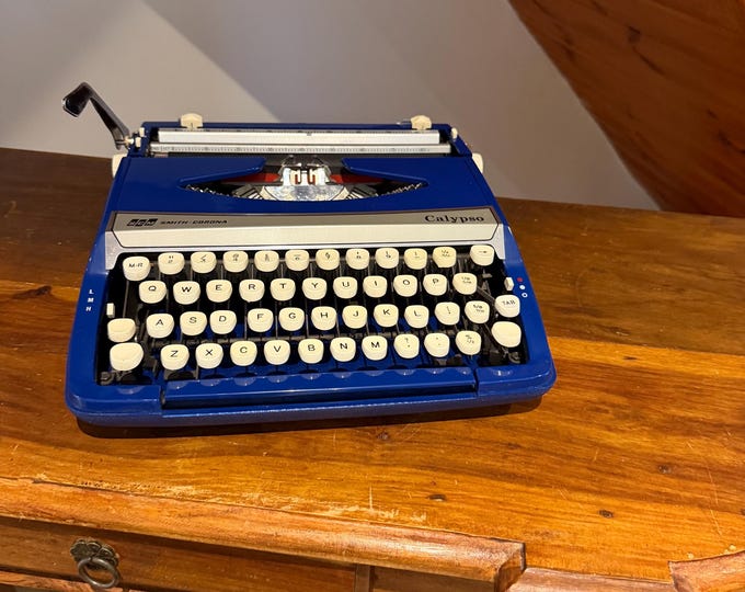 Featured listing image: Vintage Smith-Corona Calypso Typewriter | Royal Blue 1970s Portable QWERTY (Working)