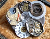 Spanish and english steampunk watch part brooch pin vintage antique assemblage jewelry retro up-cycled re-cycled