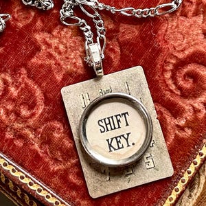 Typewriter Key Pendant shift lock retro vintage antique jewelry necklace original